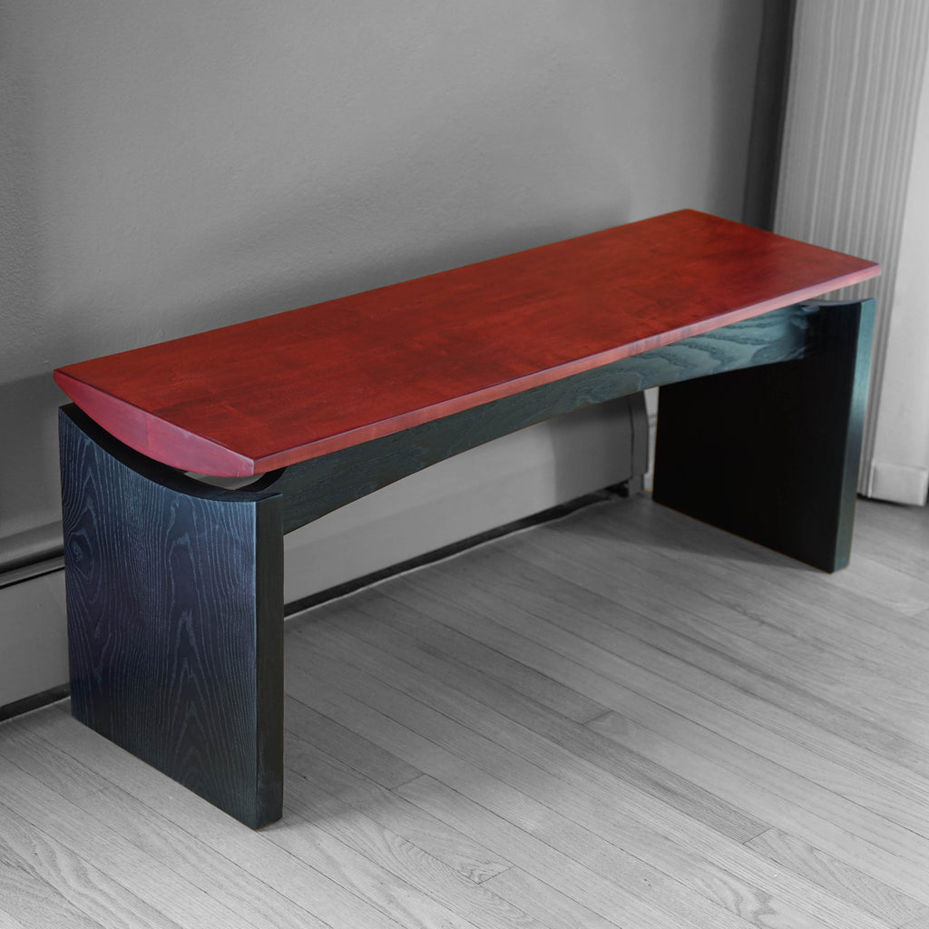 Modern black and red entry bench