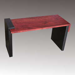 Red stained maple and black stained ash entryway bench 