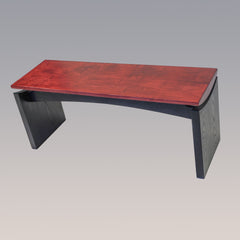 Red and Black bench with floating top and rounded seat bottom