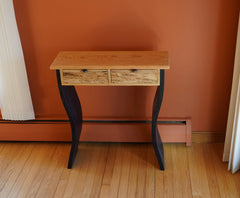 Side table with cherry top, curved legs and two spalted maple drawers