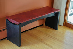 Custom entry bench - modern design, stained maple and ash with floating top