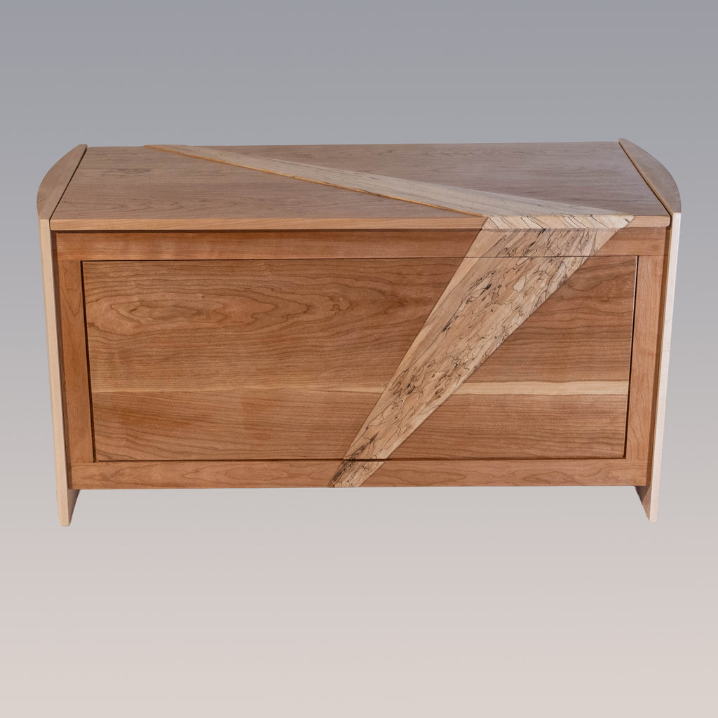 Modern blanket chest of maple and  cherry