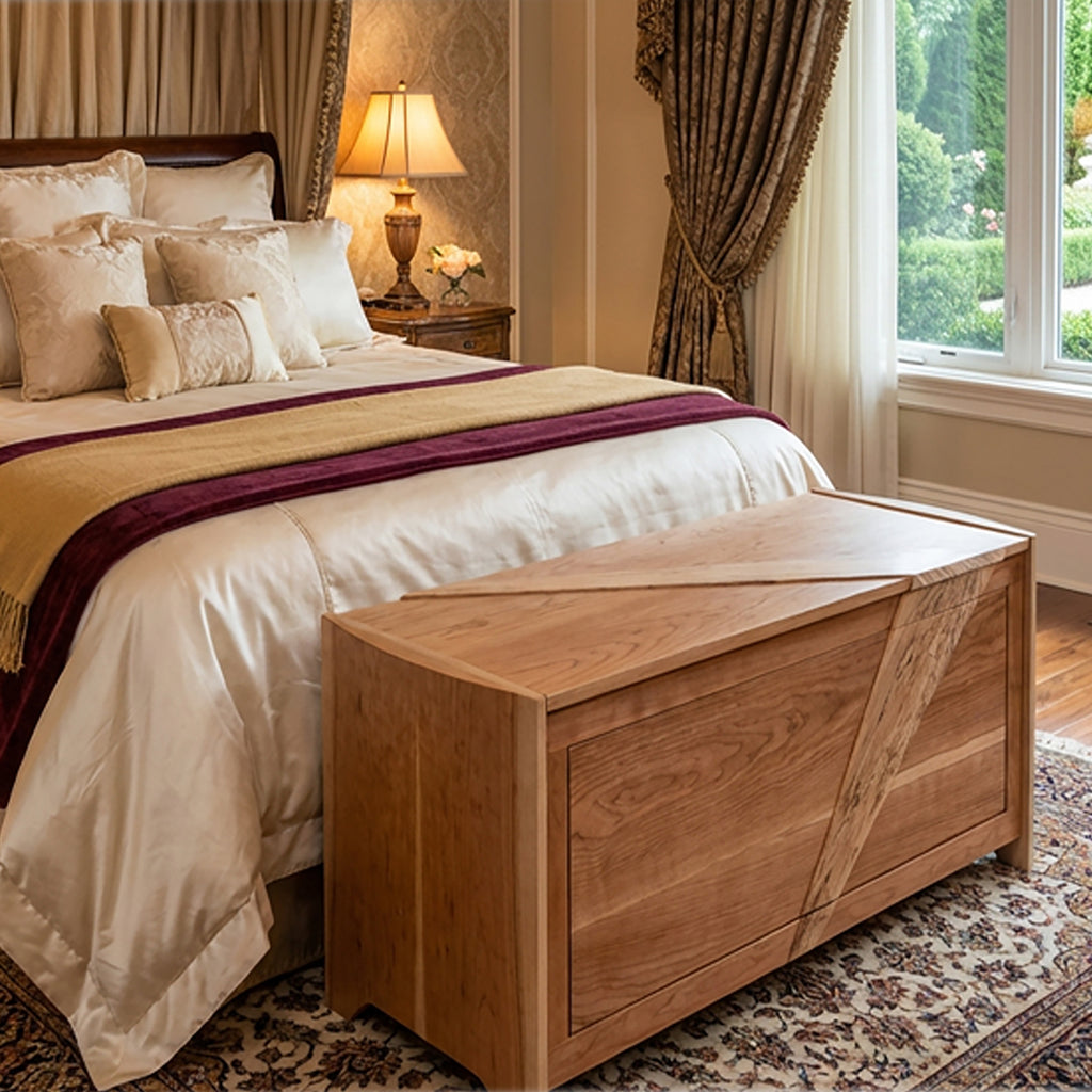 Modern blanket chest of maple and  cherry