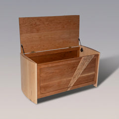 Modern blanket chest of maple and  cherry