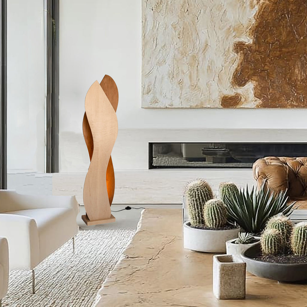Intimate Light - A sculptural floor lamp in maple and cherry or walnut