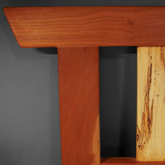 Detail of solid wood Cherry headboard with Spalted Maple