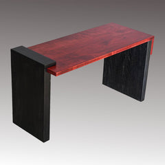 Red stained maple and black stained ash entryway bench 