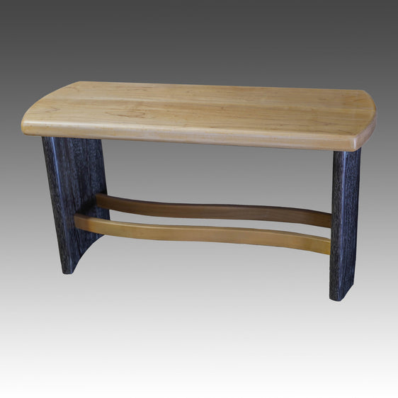 Entryway bench of ash with curved sides