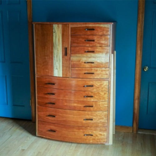 Cherry wood dresser with Maple, spalted maple and wenge accents.  