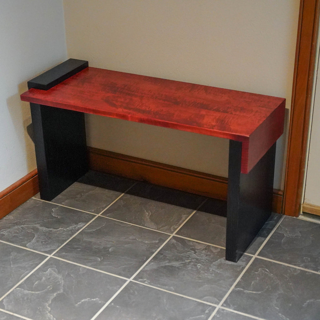 Custom Wood Entryway Bench — Red and Black, Maple and Ash