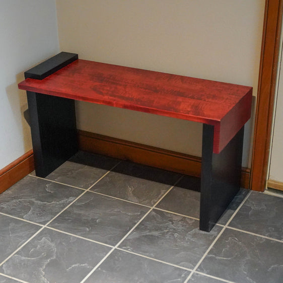 Custom Wood Entryway Bench — Red and Black, Maple and Ash
