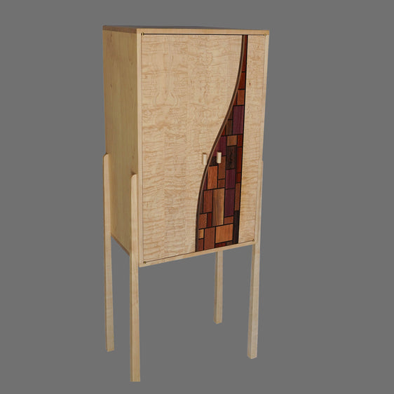 Handmade wine cabinet in solid maple. Built to order in Madison, Wisconsin.