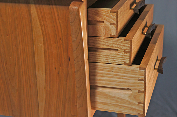 Closeup of nightstand  dovetailed drawers